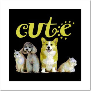 Cute Dogs and Cats Posters and Art